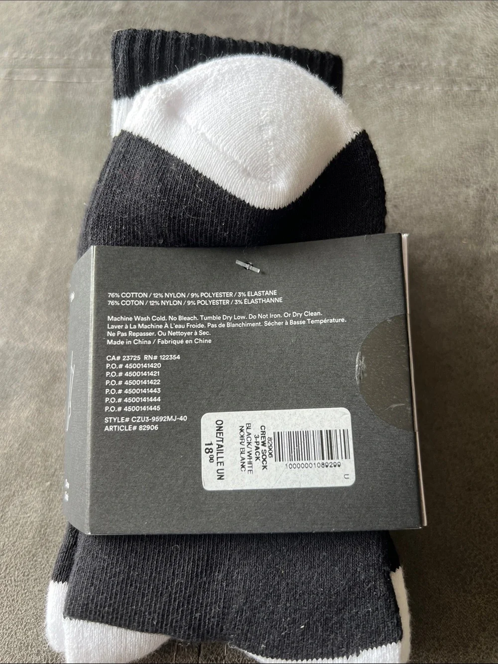 NEW! TNA Black & White Striped Crew Socks. 3 pair. O/S (shoe size 6-9)